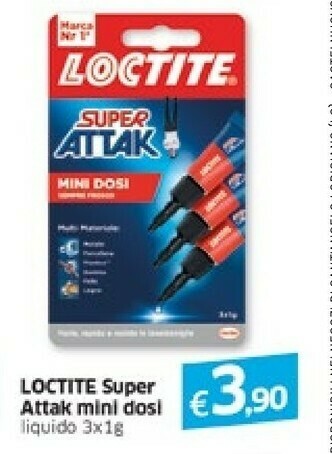 Famila Loctite Super Attak Power Gel Mini Dosi 3x1g Adesivo Per Contatto 1 G offerta