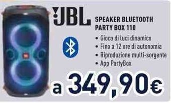 Unieuro JBL SPEAKER BLUETOOTH PARTY BOX 110 offerta