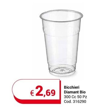 Centro Cash Bicchieri Diamant Bio 300 Cc 50 Pz offerta