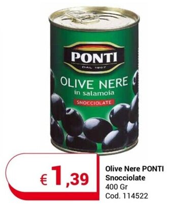 Centro Cash Olive Nere PONTI Snocciolate 400 Gr offerta
