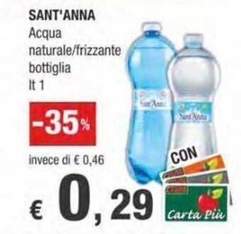 Crai SANT'ANNA Acqua naturale/frizzante bottiglia lt 1 offerta