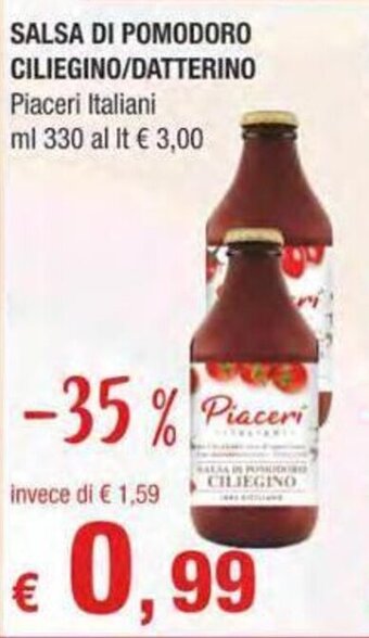 Crai SALSA DI POMODORO CILIEGINO/DATTERINO Piaceri Italiani ml 330 offerta