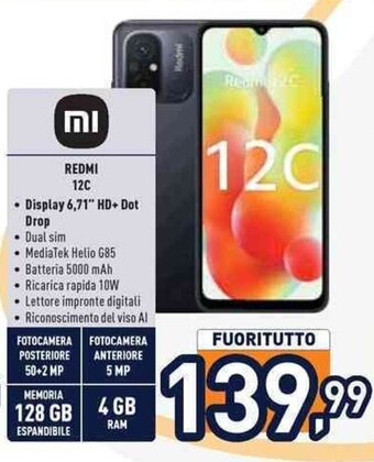 Unieuro REDMI 12C -Display 6,71" HD+ Dot Drop offerta