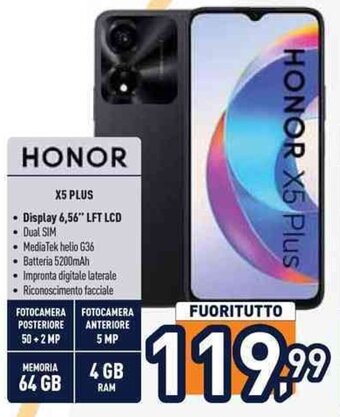 Unieuro HONOR X5 PLUS • Display 6,56″ LFT LCD offerta
