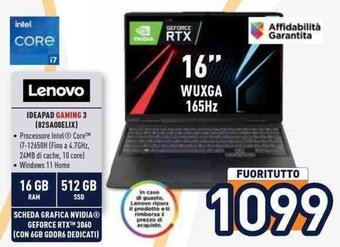 Unieuro Lenovo IDEAPAD GAMING 3 (82SA00ELIX) offerta