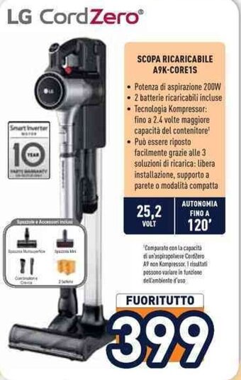 Unieuro LG CordZero® SCOPA RICARICABILE A9K-CORE1S offerta