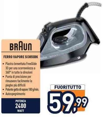 Unieuro BRAUN FERRO VAPORE SI3055BK offerta