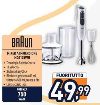 Unieuro BRAUN MIXER A IMMERSIONE M03135WH offerta