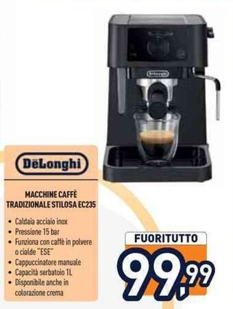 Unieuro DeLonghi MACCHINE CAFFÈ TRADIZIONALE STILOSA EC235 offerta