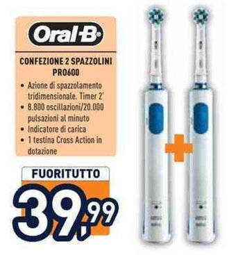 Unieuro Oral-B CONFEZIONE 2 SPAZZOLINI PR0600 offerta