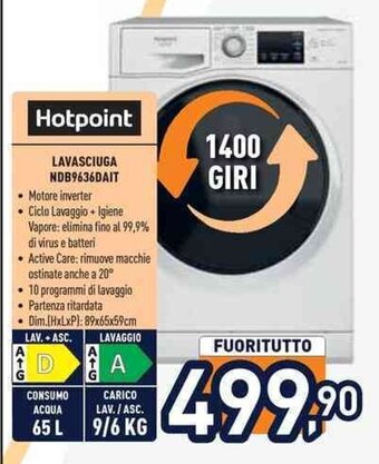 Unieuro Hotpoint LAVASCIUGA NDB9636DAIT offerta