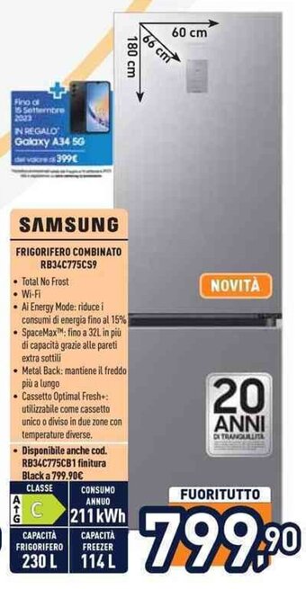Unieuro SAMSUNG FRIGORIFERO COMBINATO RB34C775CS9 offerta