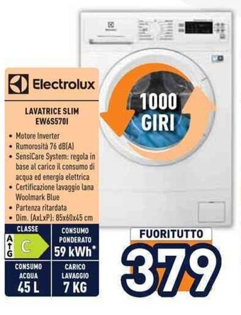 Unieuro Electrolux LAVATRICE SLIM EW6S5701 offerta