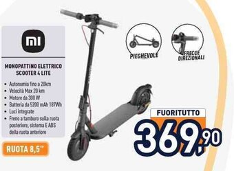 Unieuro MONOPATTINO ELETTRICO SCOOTER 4 LITE offerta