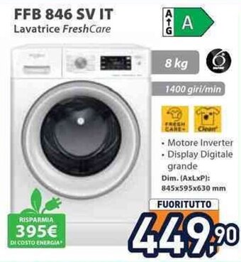 Unieuro FFB 1046 SV IT Lavatrice FreshCare offerta