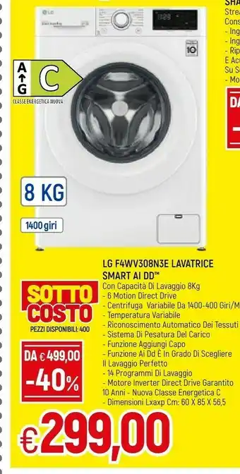 Famila Superstore LG F4wv308n3e Lavatrice Smart offerta