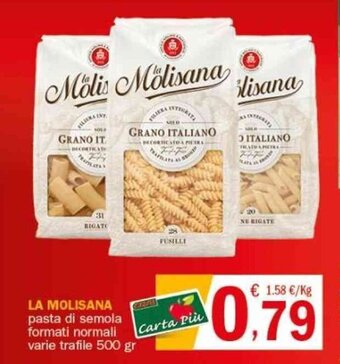 Crai LA MOLISANA pasta di semola formati normali varie trafile 500 gr offerta