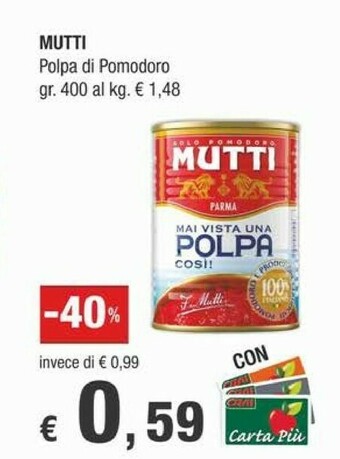 Crai Mutti Polpa Di Pomodoro 400 G(ml) offerta