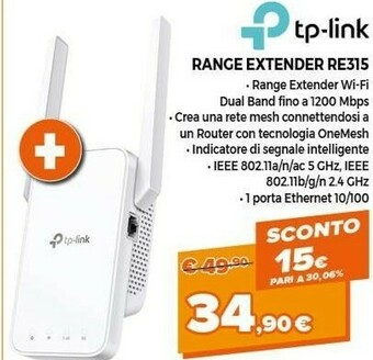 Expert TP-LINK RE315 Moltiplicatore Di Rete Bianco 10, 100 Mbit/s offerta
