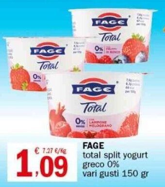 Crai FAGE total split yogurt greco 0% vari gusti 150 gr offerta