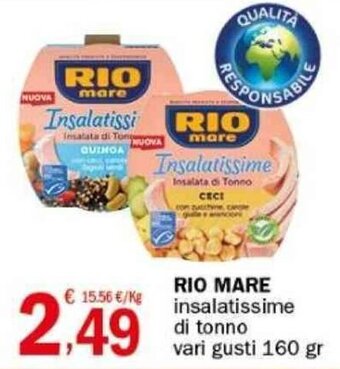 Crai RIO MARE insalatissime di tonno vari gusti 160 gr offerta