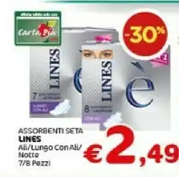 Crai Lines Seta Ultra Notte Con Ali Salviettine Detergenti 8 Pezzo(i) offerta