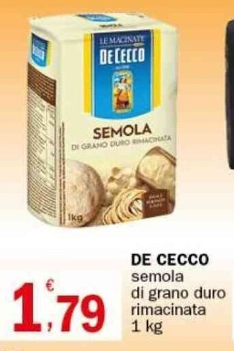 Crai DE CECCO semola di grano duro rimacinata 1 kg offerta