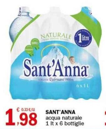Crai SANT'ANNA acqua naturale 1 It x 6 bottiglie offerta