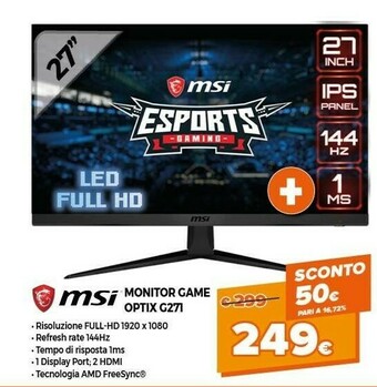 Expert Msi Optix G271 68,6 Cm (27") 1920 X 1080 Pixel Full HD LED Nero offerta
