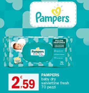 Crai PAMPERS baby dry salviettine fresh 70 pezzi offerta