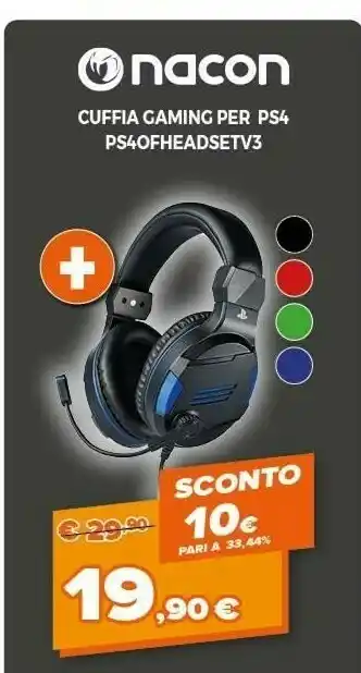 Expert Bigben Interactive PS4OFHEADSETV3 Cuffia E Auricolare Padiglione Auricolare Nero, Blu offerta