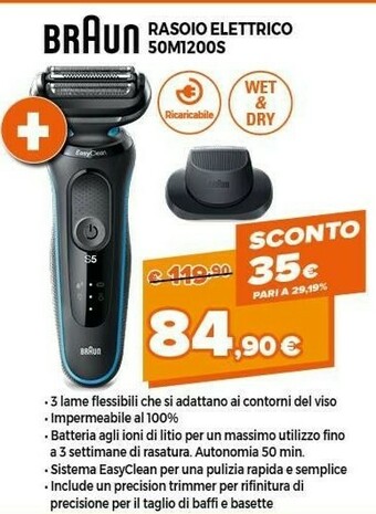 Expert Braun Series 5 50-M1200s Rasoio Trimmer Nero, Blu offerta