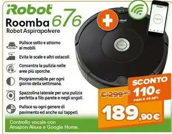 Expert iRobot Roomba 676 Aspirapolvere Robot Nero 0,6 L offerta