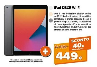 Expert Apple IPad 10.2" (ottava Gen.) Wi-Fi 128GB - Grigio Siderale offerta