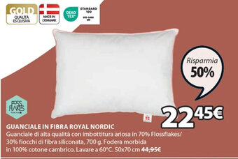 JYSK GUANCIALE IN FIBRA ROYAL NORDIC 50x70 cm offerta