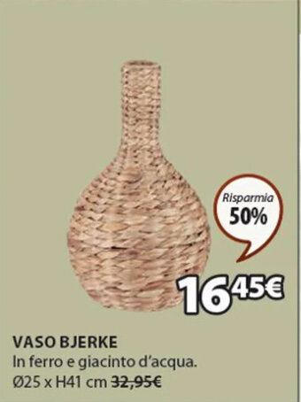 JYSK VASO BJERKE In ferro e giacinto d'acqua. Ø25 x H41 cm offerta