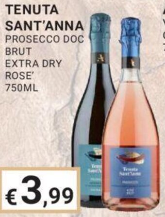 Eté TENUTA SANT'ANNA PROSECCO DOC BRUT EXTRA DRY ROSE' 750ML offerta
