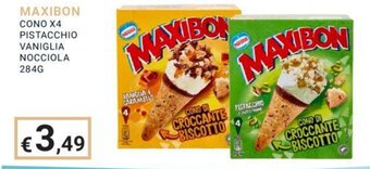 MAXIBON CONO X4 PISTACCHIO VANIGLIA NOCCIOLA 284G