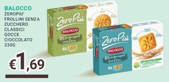 Eté BALOCCO ZEROPIU' FROLLINI SENZA ZUCCHERO CLASSICI GOCCE CIOCCOLATO 230G offerta