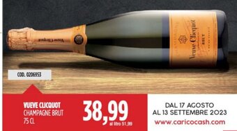Carico Cash & Carry VUEVE CLICQUOT CHAMPAGNE BRUT 75 CL offerta
