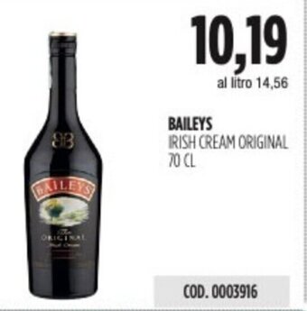 Carico Cash & Carry BAILEYS IRISH CREAM ORIGINAL 70 CL offerta