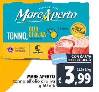 Deco Supermercati MARE APERTO tonno all'olio di oliva g 60 x 6 offerta