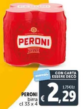 Deco Supermercati PERONI birra cl 33 x 4 offerta