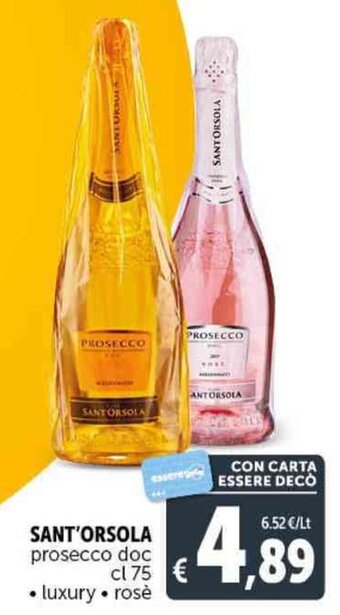 Deco Supermercati SANT'ORSOLA prosecco doc cl 75 offerta