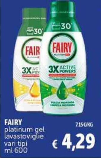 Deco Supermercati FAIRY platinum gel lavastoviglie vari tipi ml 600 offerta