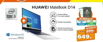 Huawei MateBook D14 Argento Computer Portatile 35,6 Cm (14") 1920 X 1080 Pixel AMD Ryzen 5 8 GB DDR4-SDRAM 512 GB SSD Wi-Fi 5