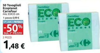 Carrefour Carrefour 50 Tovaglioli Ecoplanet offerta