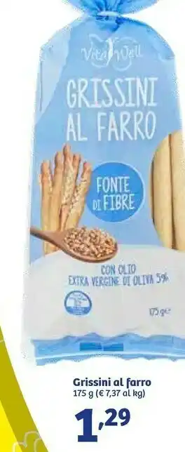 In'S Mercato Vita well Grissini Al Farro Con Olio Extravergine Di Oliva 5% 175 G(ml) offerta