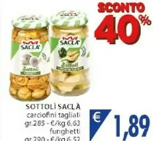 Mercatò Saclà Saclà - Sottolì Carciofini Tagliati 285 g(ml) offerta