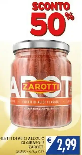 Mercatò Zarotti Filetti Di Alici All'Olio Di Girasole offerta